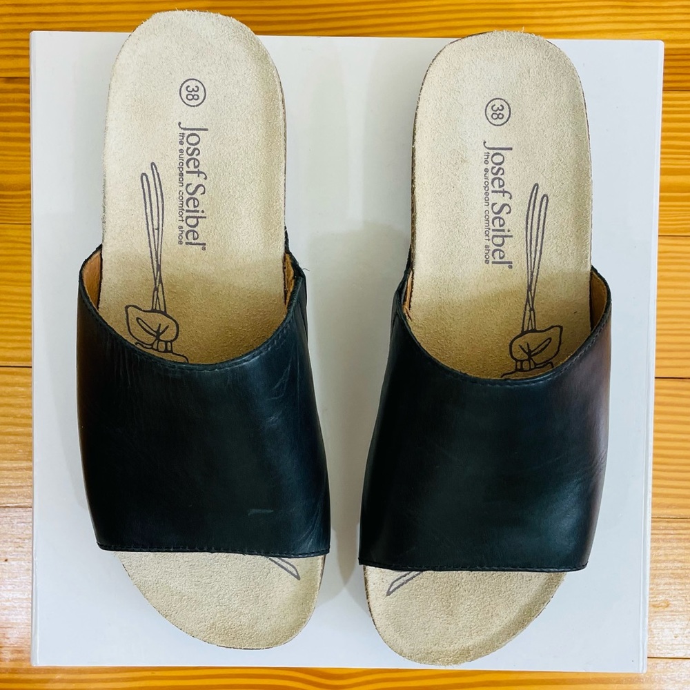 Josef Seibel Tonga 51 Black Leather Sandals - Picture 5 of 13